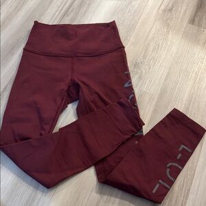 lululemon athletica maroon Leggings holiday edition reflective